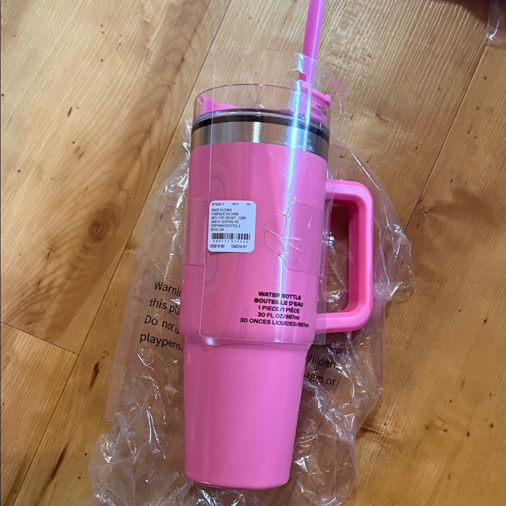 Claire’s Pink Insulated Tumbler with Straw 30 oz